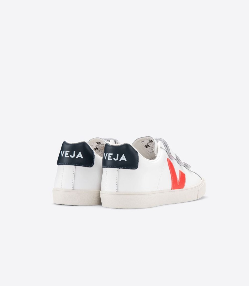 Veja Trainers Mens White/Orange - 3-lock Leathe - LKUY-29540